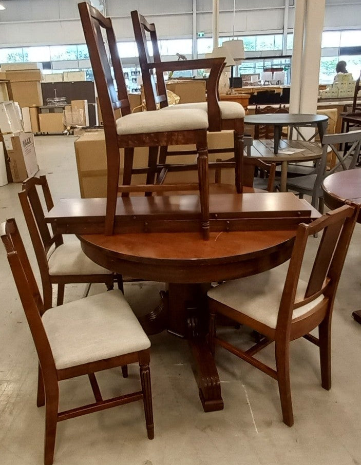 44-Inch Round Table with 6 Chairs