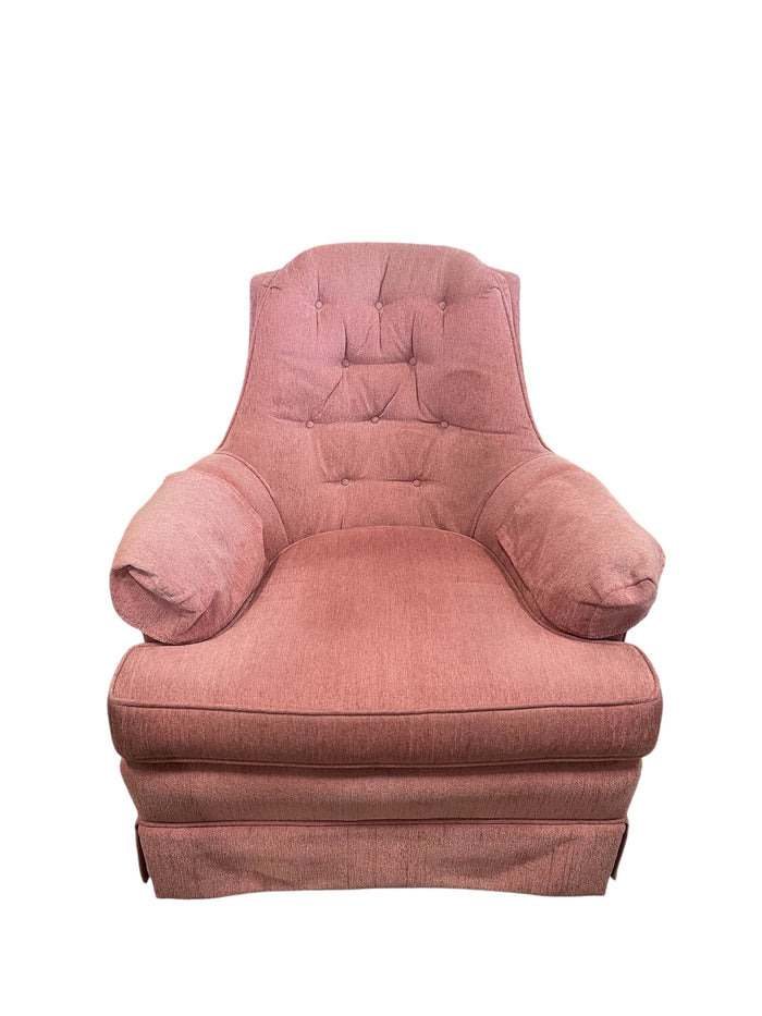 Pink Upholstered Swivel Armchair