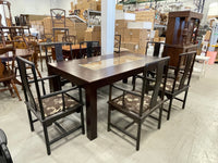 Stunning Wood Dining Table with Cane Inset and 6 Chairs