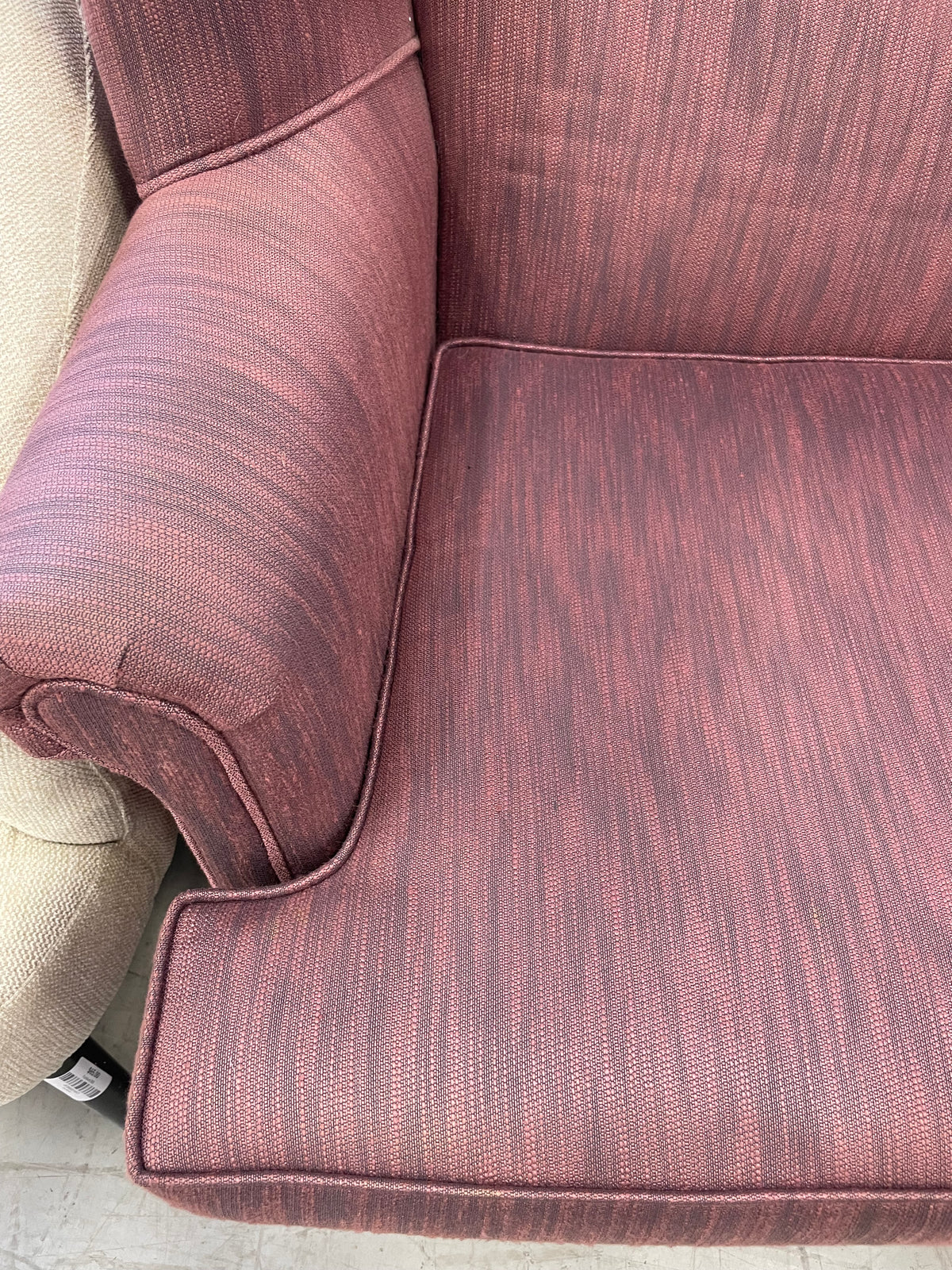 Dusky Pink Wing Armchair with Gray Accents