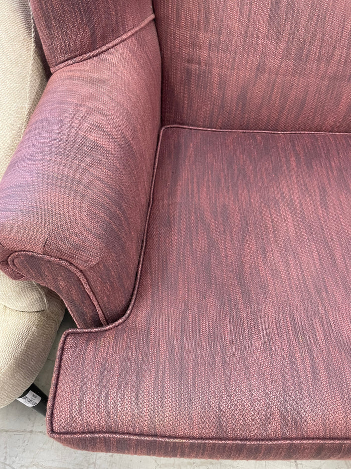 Dusky Pink Wing Armchair with Gray Accents