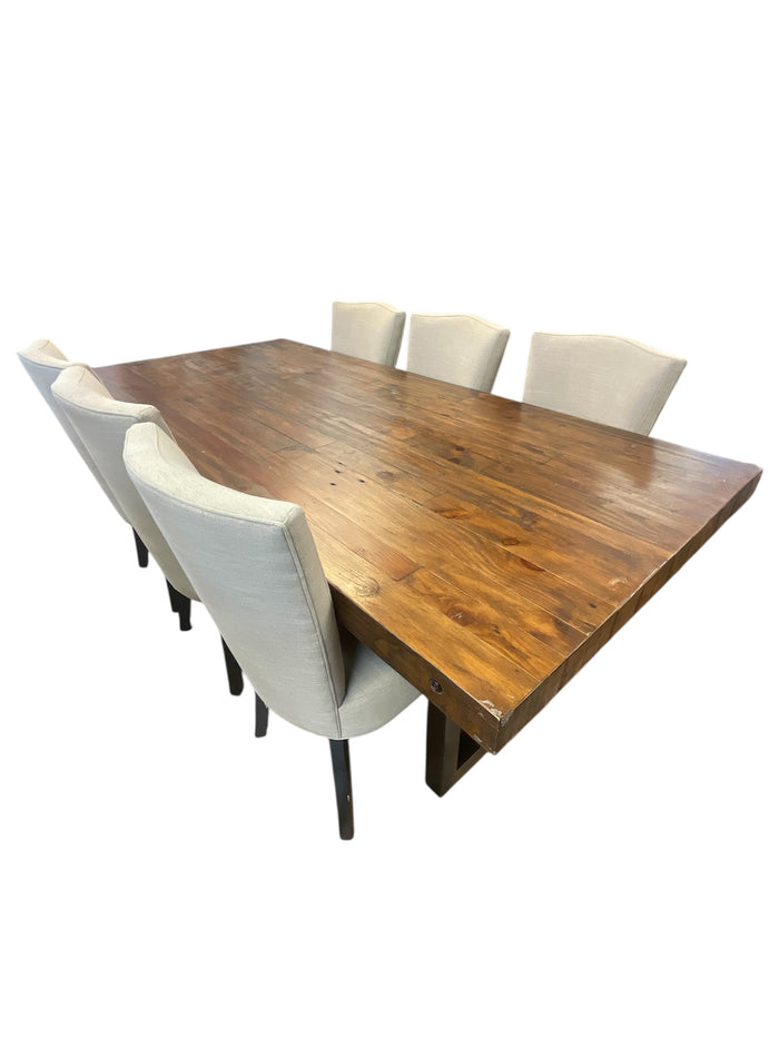 Rustic Dining Table Set - 6 Chairs