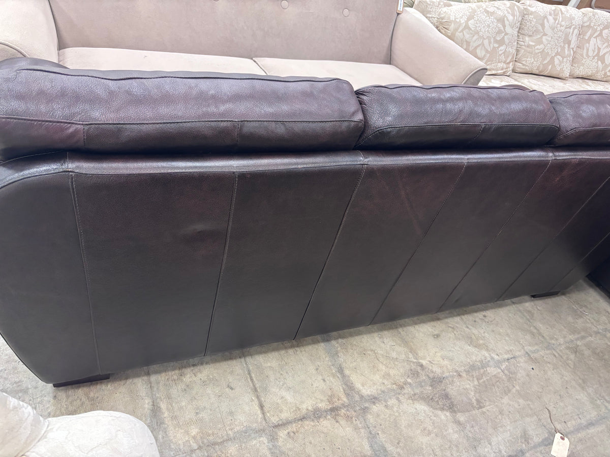 Dark Brown Leather 3-Seater Sofa