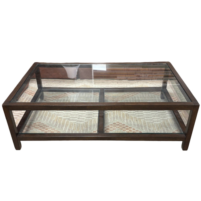 54-Inch Pottery Barn Glass & Wood Coffee Table