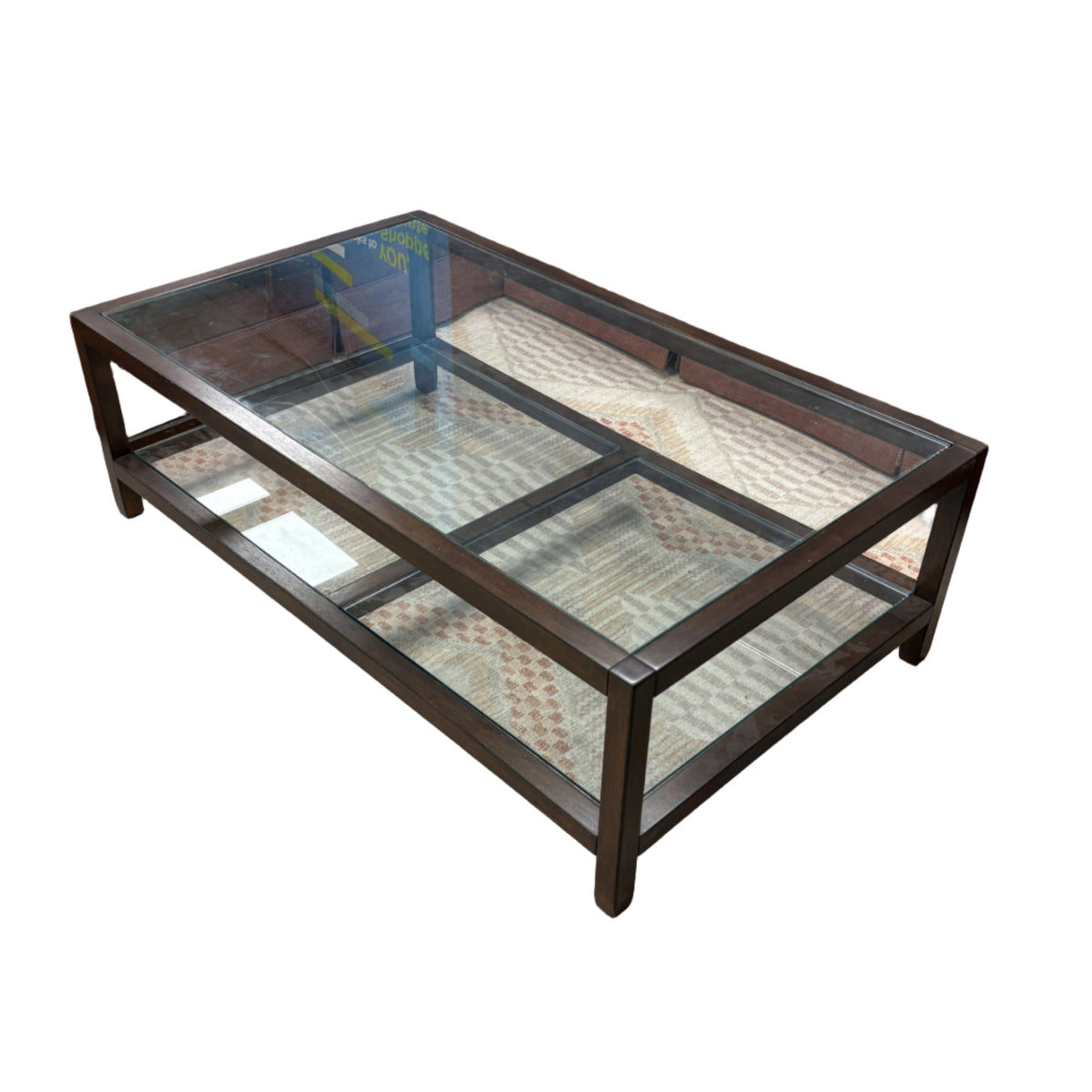 54-Inch Pottery Barn Glass & Wood Coffee Table