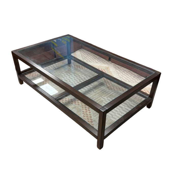 54-Inch Pottery Barn Glass & Wood Coffee Table