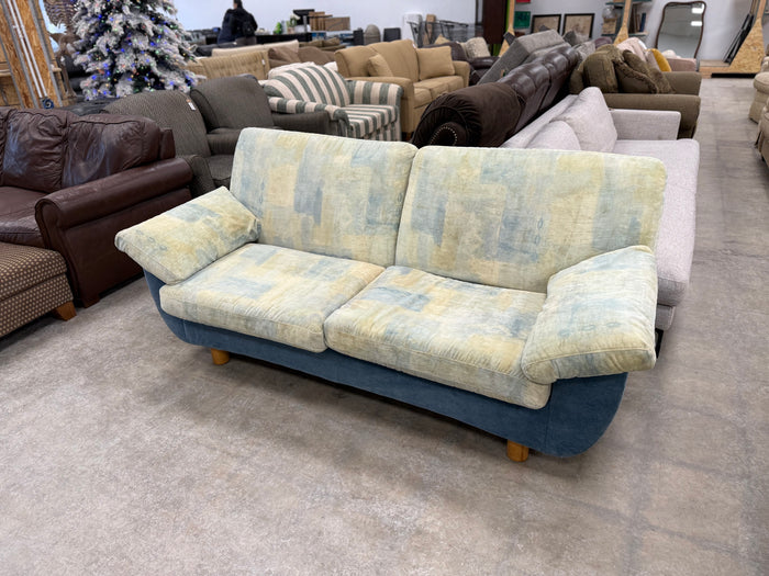 Mid-Century Blue & Yellow Abstract Modern Styled Sofa