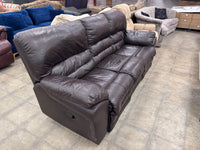 Plush Deep Brown Leather Dual Reclining Sofa