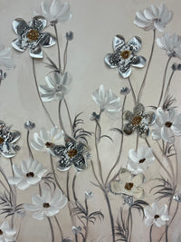 Floral Canvas Wall Art with Reflective 3D Flowers