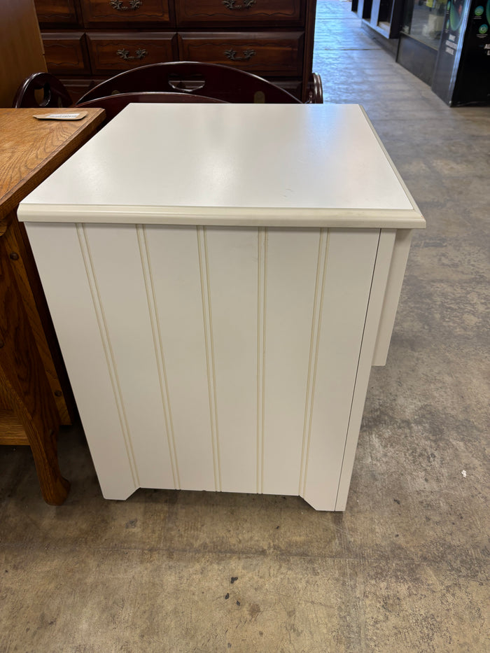 White Wooden Nightstand with Drawer