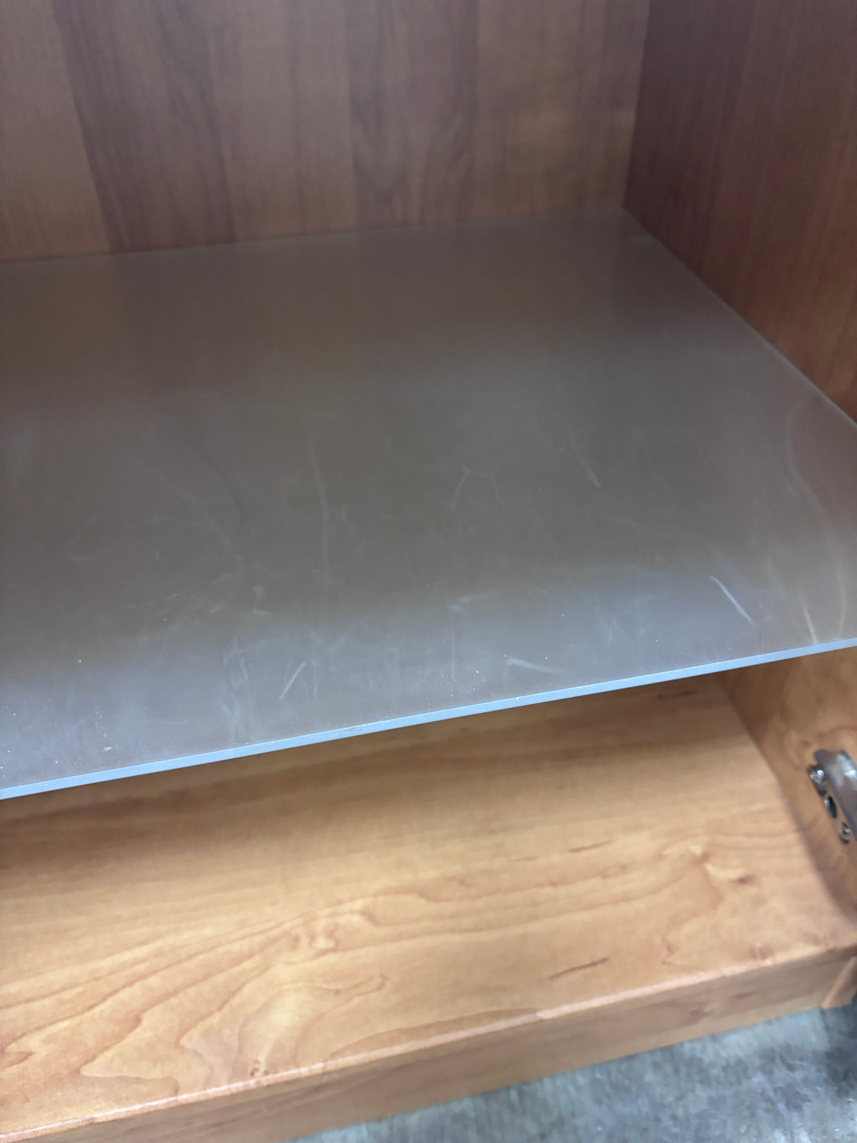 Wooden Nightstand with Glass Door