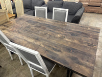 Reclaimed Wood and Industrial Metal Dining Table Set
