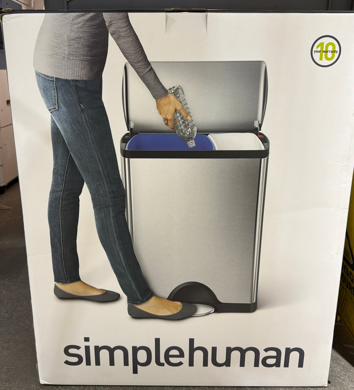 46L SimpleHuman Dual  Compartment  Step Can Brushed Stainless Steel