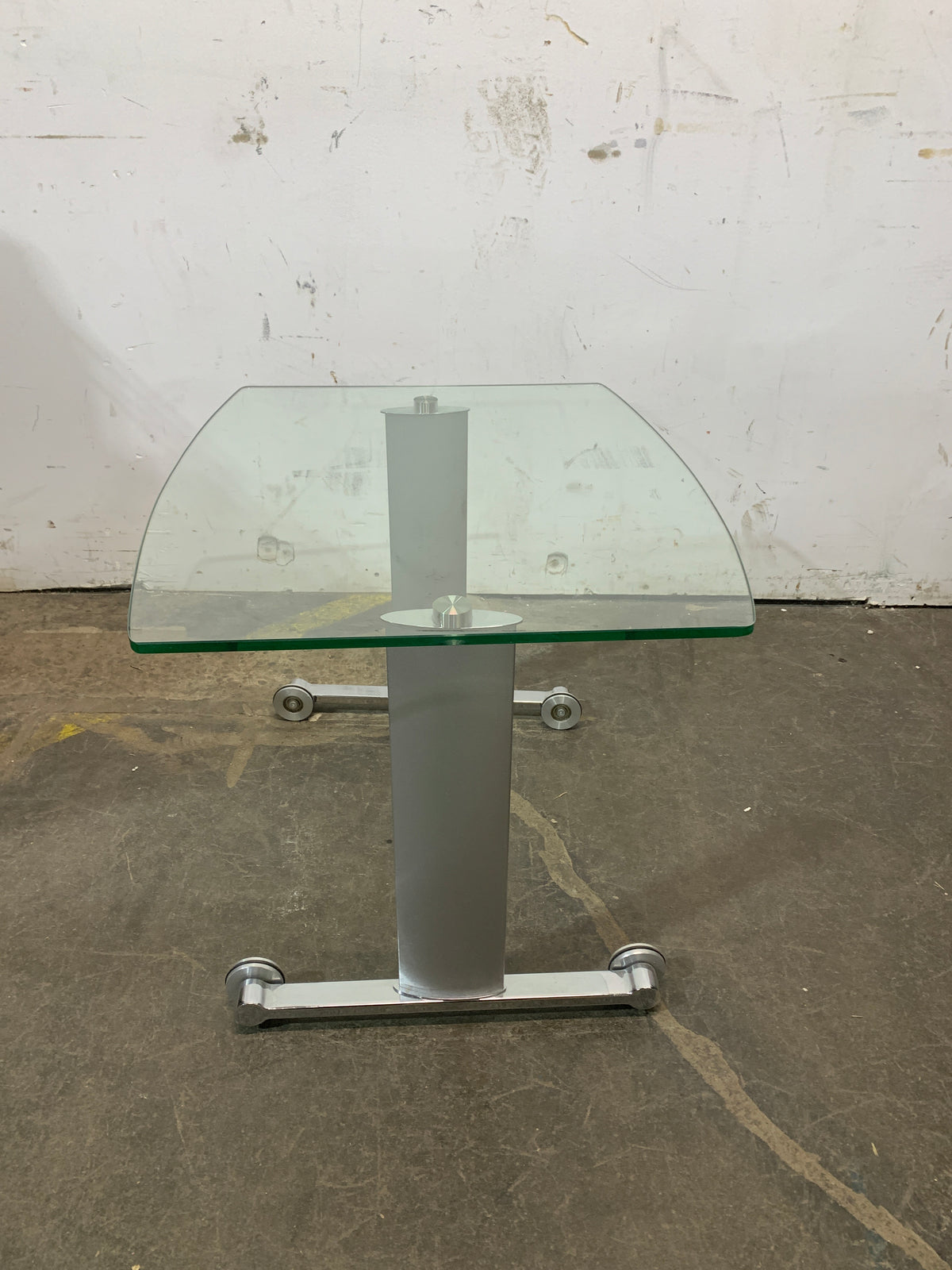 Glass Side Table On Wheels