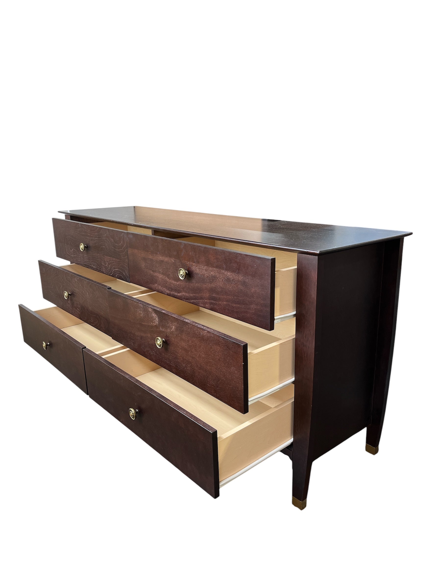 Dark Cherry 6 Drawer Dresser with Brass Hardware – Habitat ReStore GTA