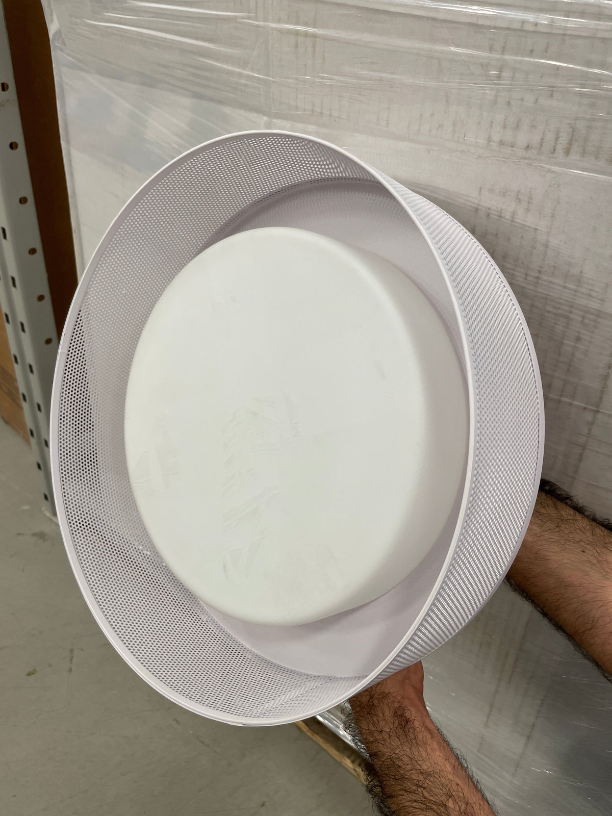 White Metal Mesh Semiflush Ceiling Lamp