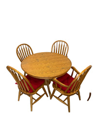 Extendable vintage solid oak round dining table
