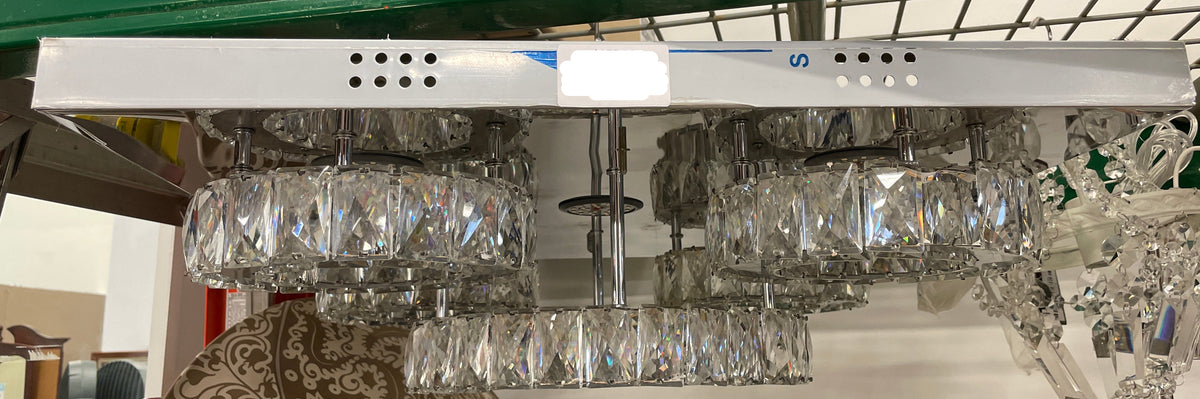 Crystal LED Flushmount 23 in. Square with Chrome Base