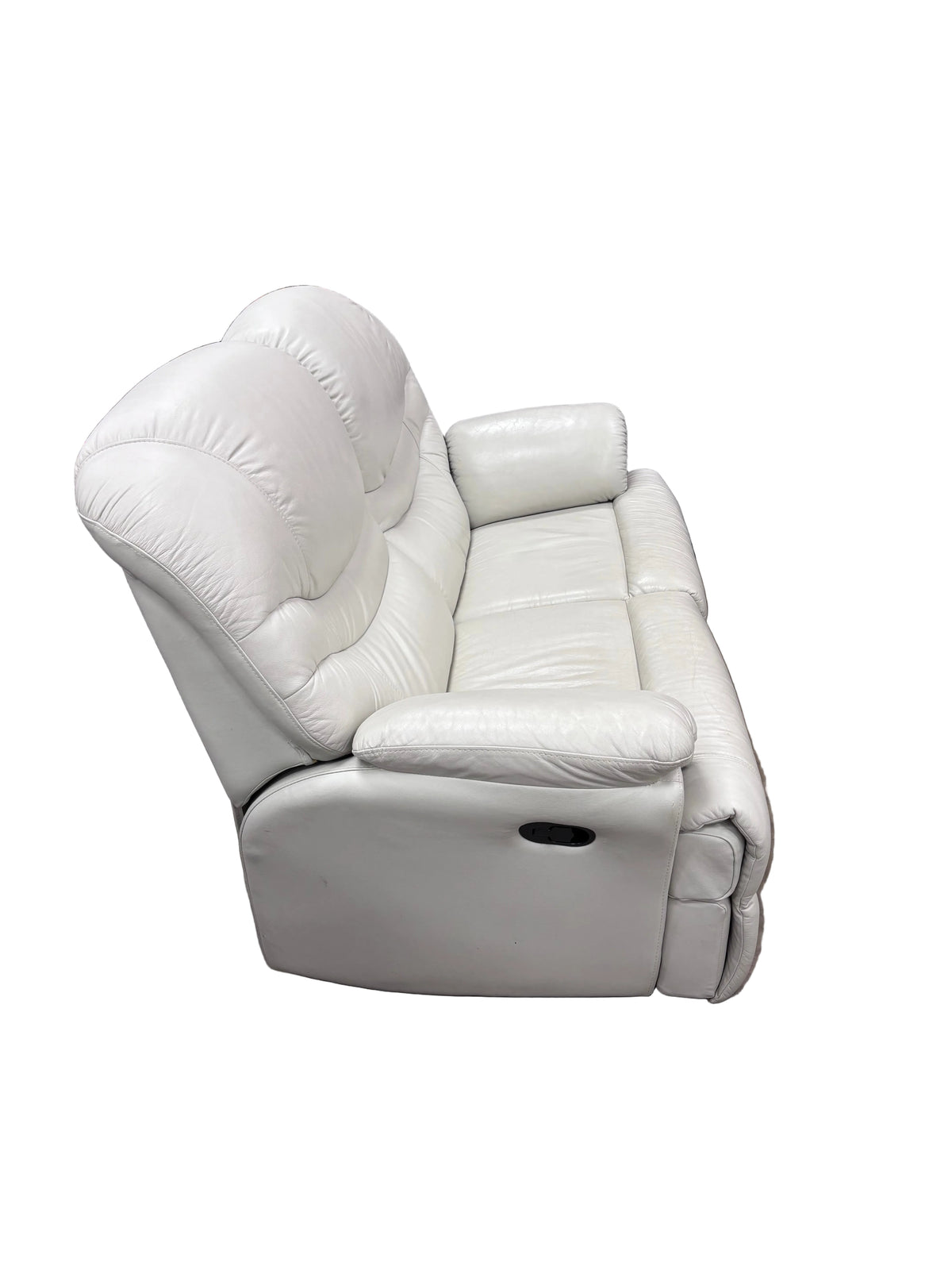 Light Grey Reclining Leather Loveseat