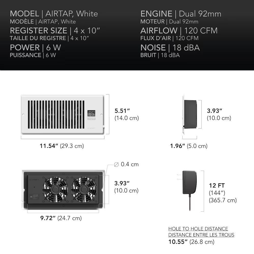 Airtap Series Wall Fan for Wallmount and Registers