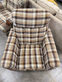 Brown and Light Yellow Plaid Armchair