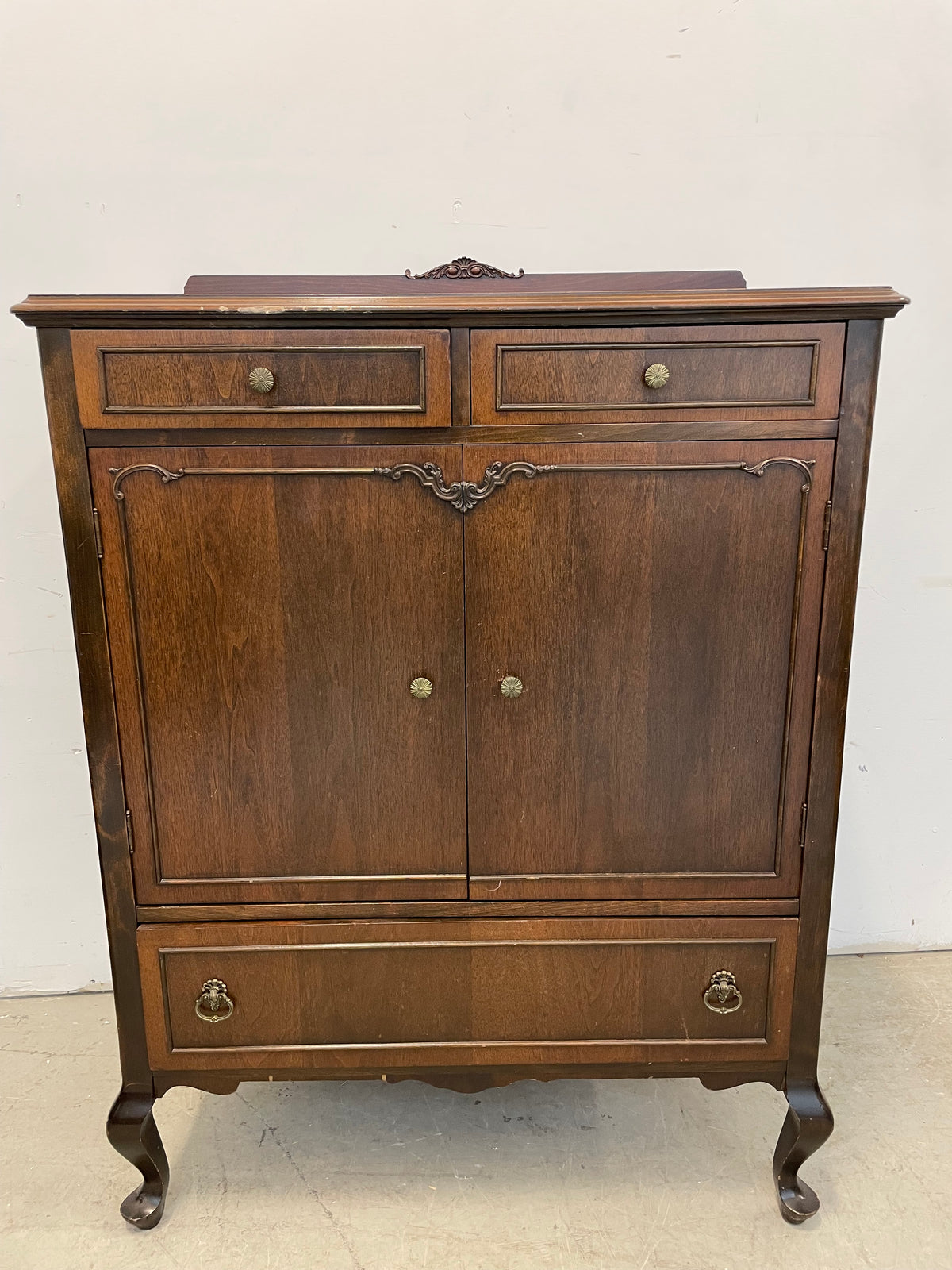 Sturdy Wood Buffet with Brass Hardware