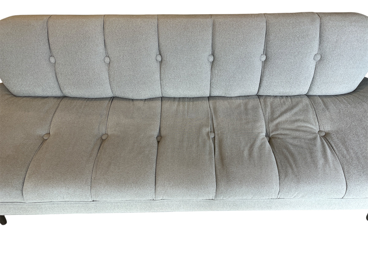 Brown-Saltman Modern Curved Tufted Sofa in Light Grey