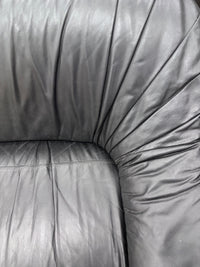 Black Leather 3-Seater Sofa
