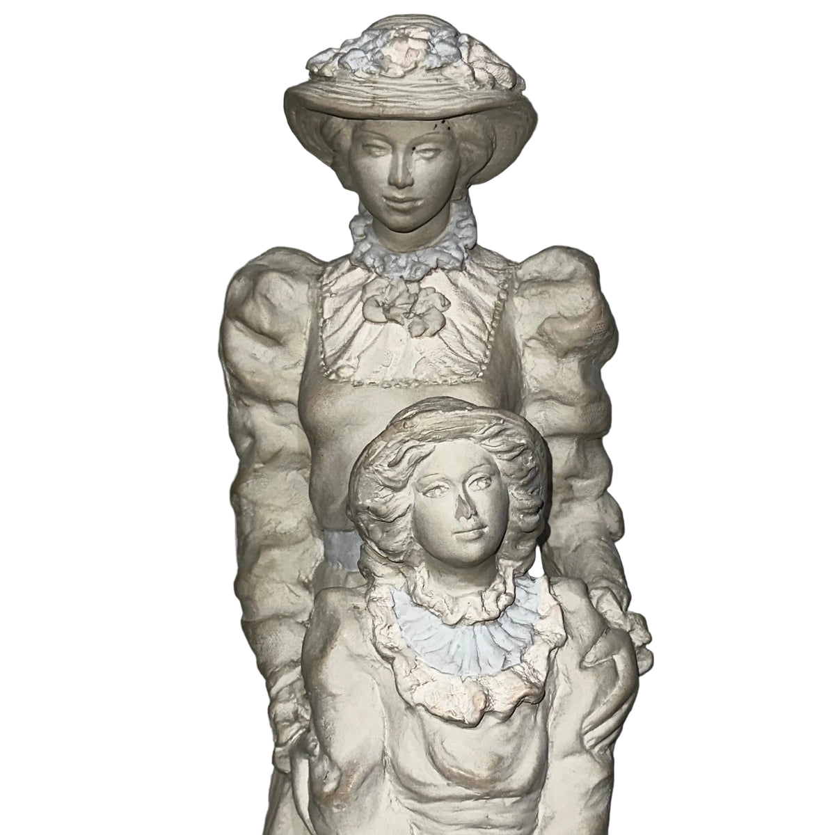 Alice Heath Chalkware Sculpture of a Victorian Mother and Daughter