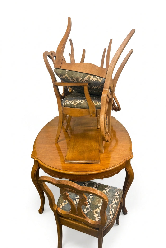 Vintage French Provincial-Style Wood Dining Set