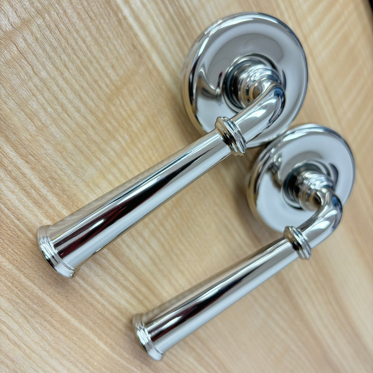 Chrome Door Lever & Rose Set, 1041-2NEBETRUS14