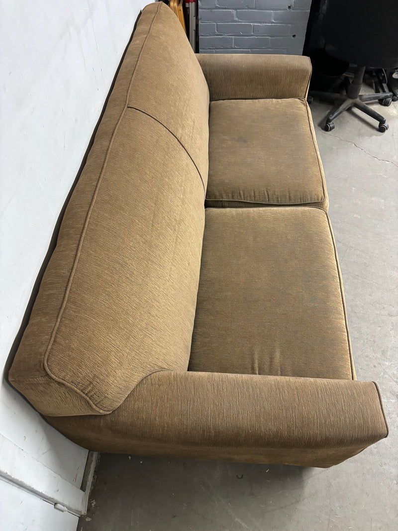 79”W Brown Velvet Sofa