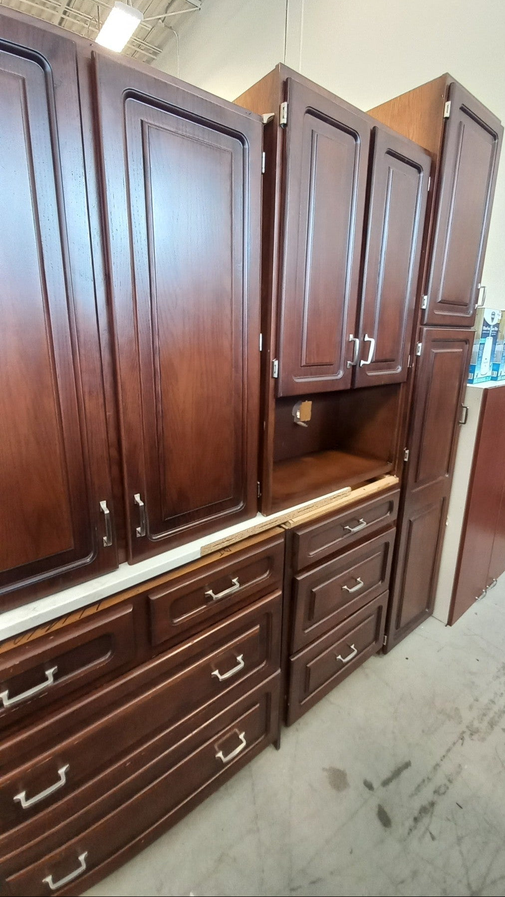 Set of 13 Brown Kitchen Cabinets