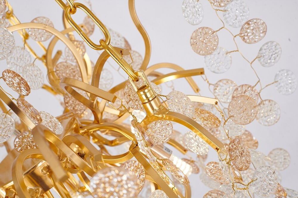 10-Light Gold Chandelier w/Clear and Champagne Glass