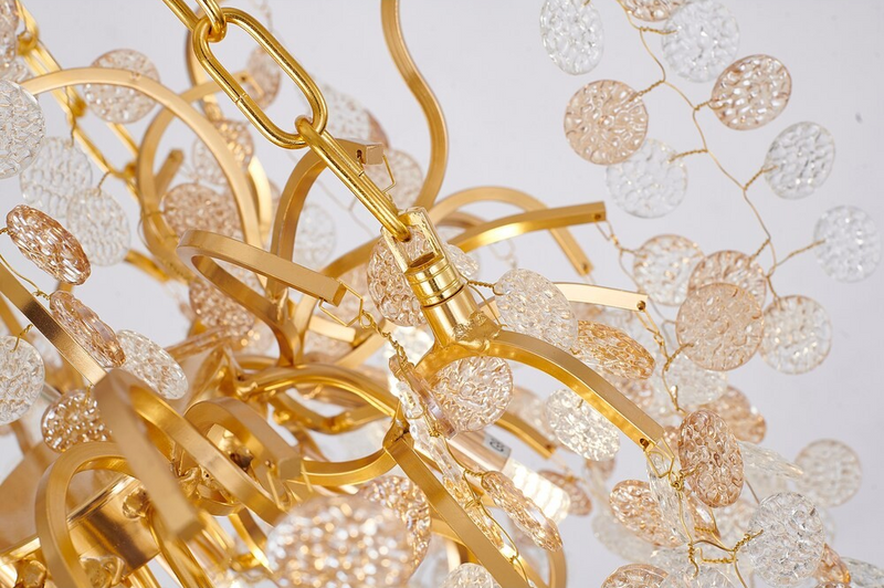 10-Light Gold Chandelier w/Clear and Champagne Glass