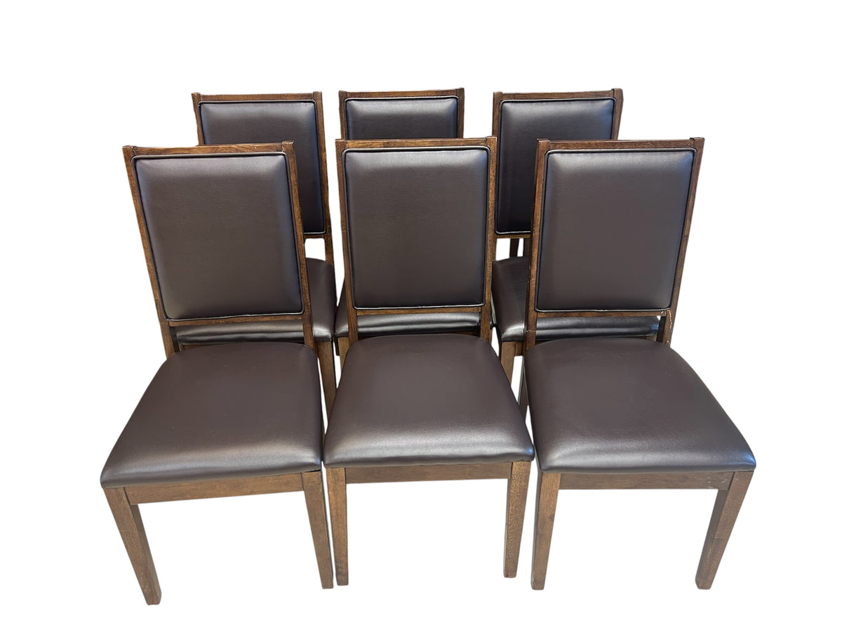 Dark Brown Leather Dining Chairs - A set of 6