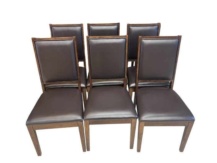 Dark Brown Leather Dining Chairs - A set of 6