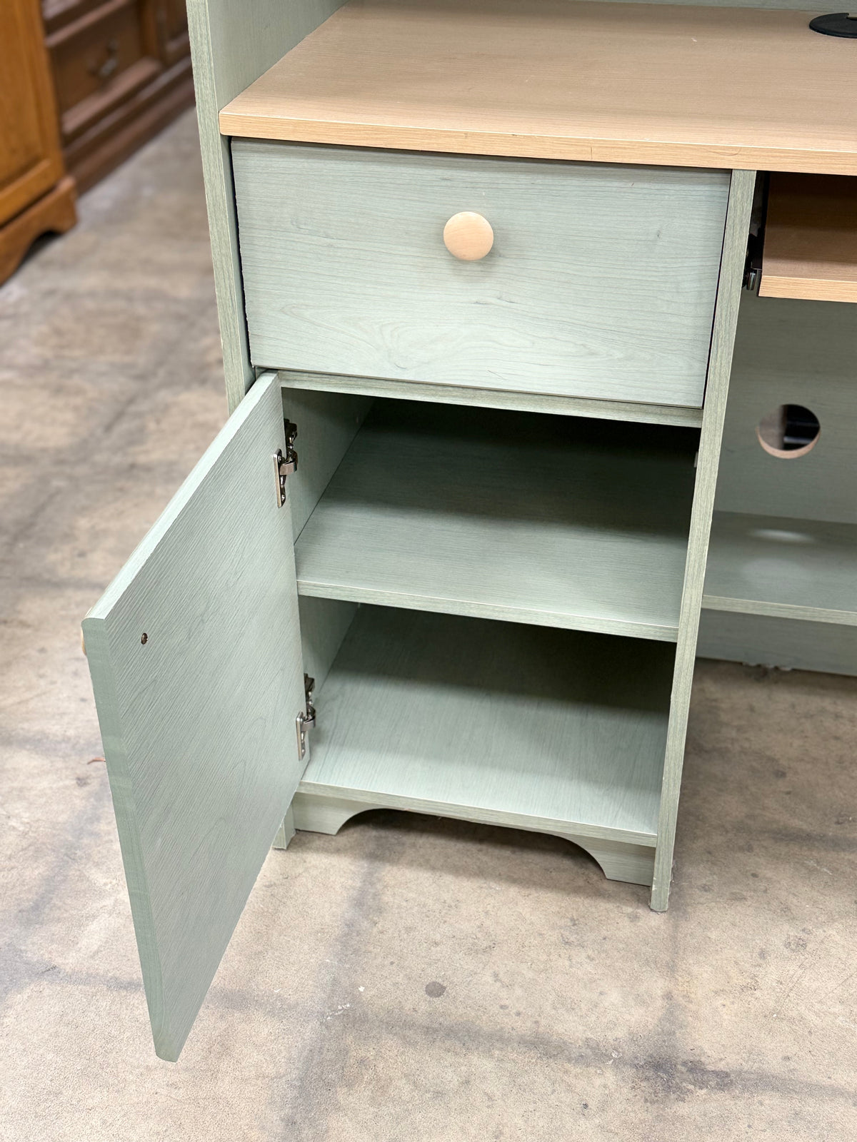 Mint Green and Light Wood Small Desk