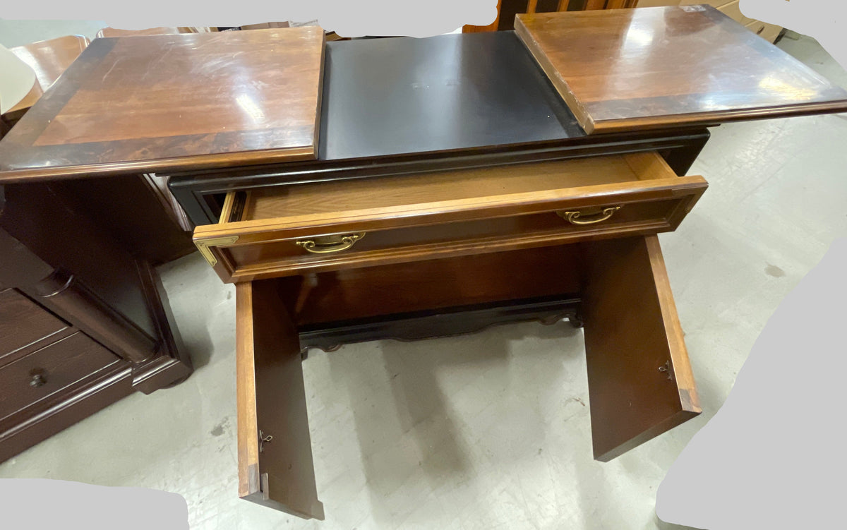Bar Sideboard with Wood Inlay and Brass Hardware