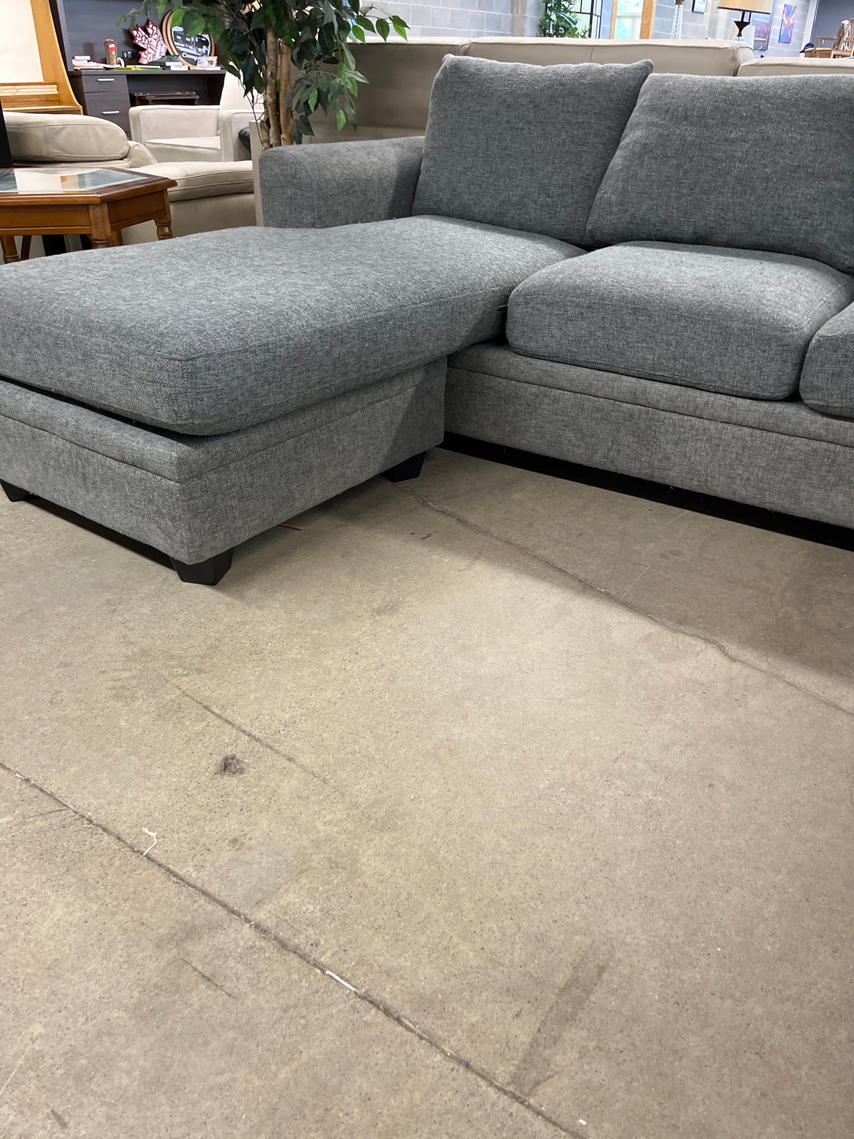 108"W 2-Pc Grey Sectional Sofa