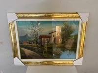 Framed Rustic Countryside Landscape Painting