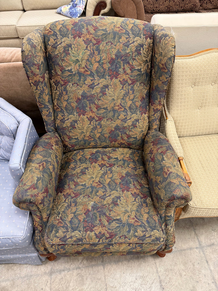 Vintage Multi-Coloured Floral Wingback Chair