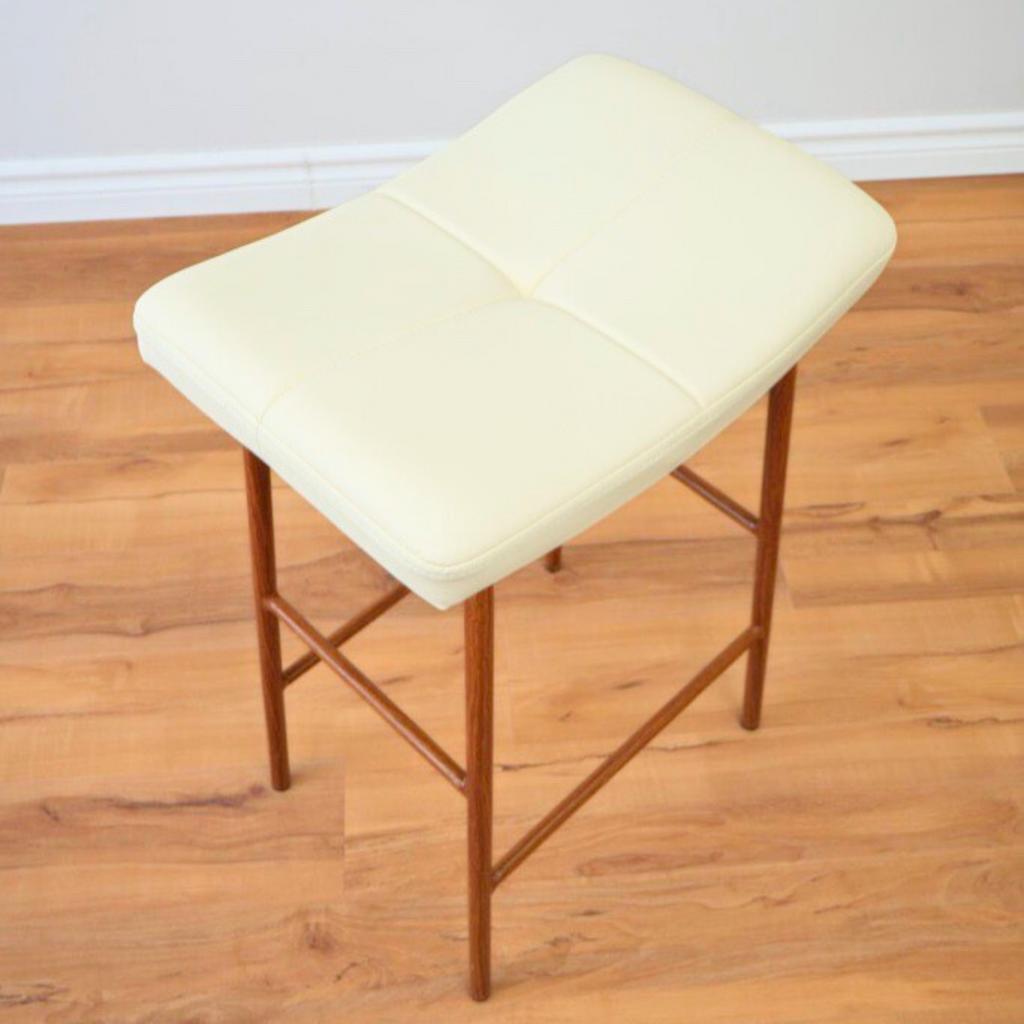 Faux Leather Counter Stool- White