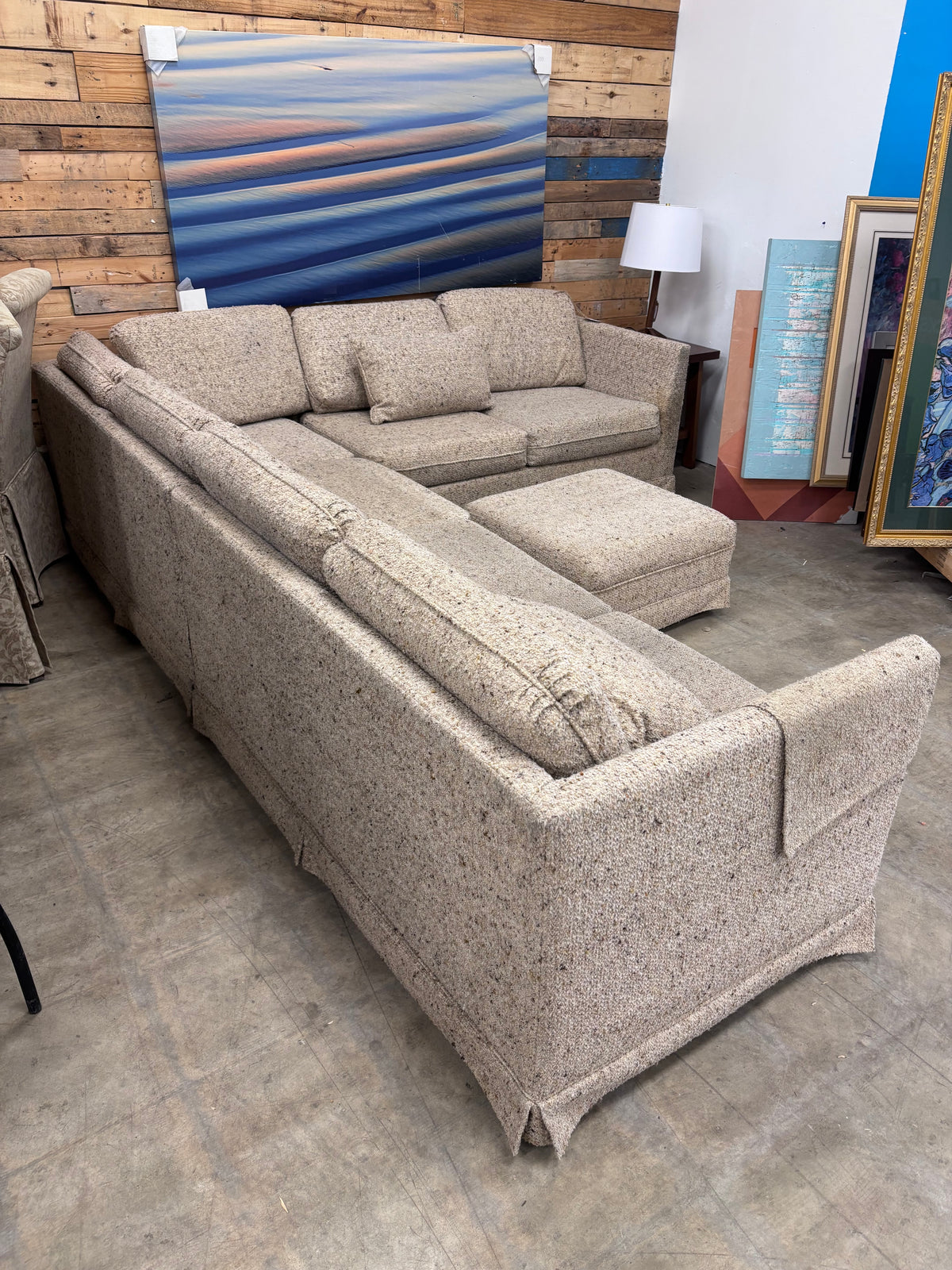 Beige Tweed Fabric Sectional