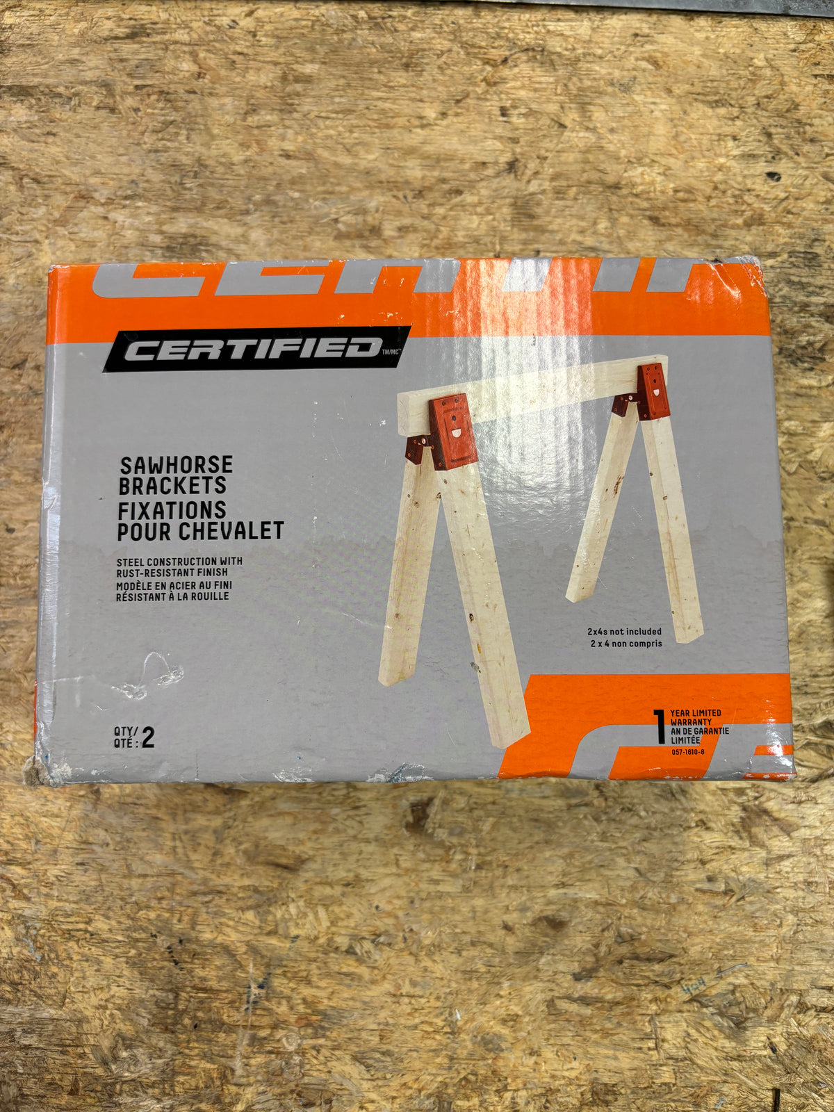 Certified Heavy Duty Steel Sawhorse Brackets, Red, 2-pc