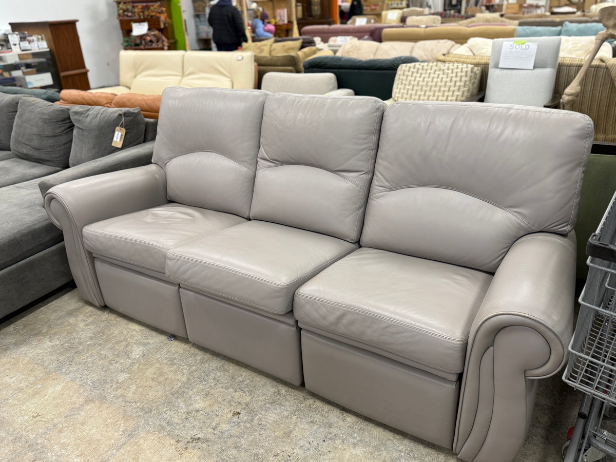 Light Grey 3-Seater Leather Sofa
