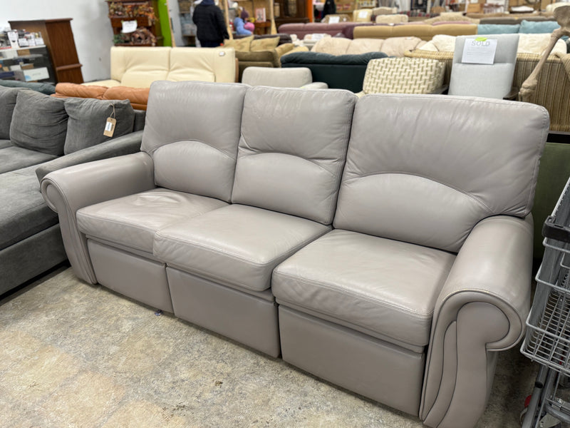 Light Grey 3-Seater Leather Sofa