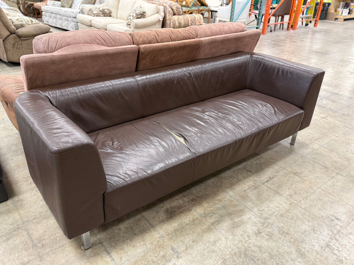 Chocolate Brown Leather 3-Seater Sofa