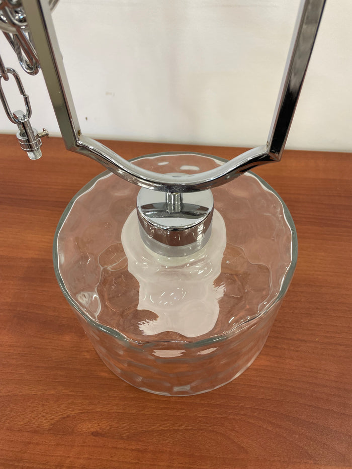 White and Clear Glass Chrome Pendant