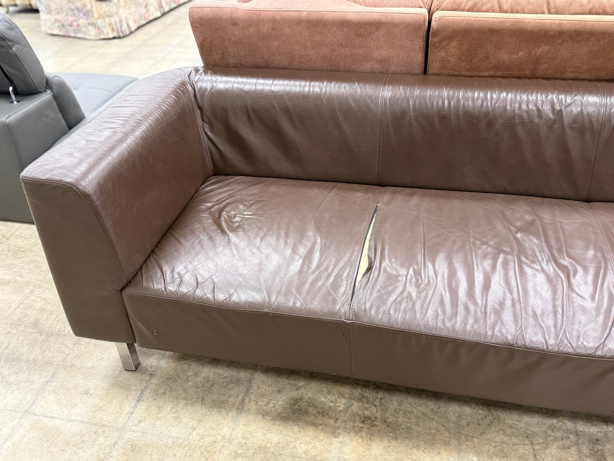 Chocolate Brown Leather 3-Seater Sofa